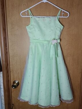 Rare Editions Mint Green Floral Belted Dress 7